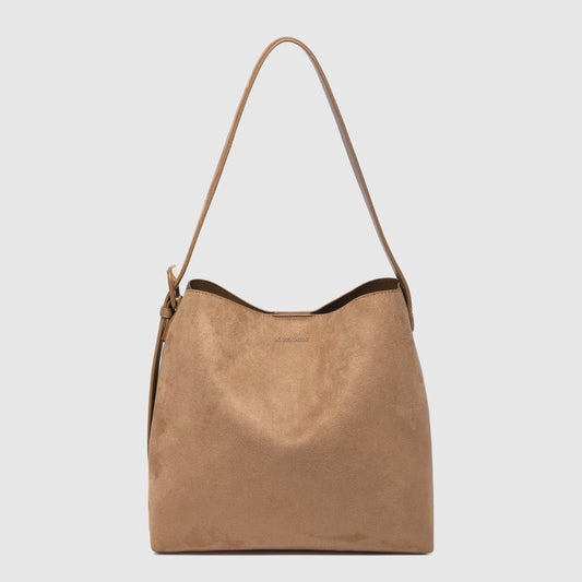 Peyton Suedette Shoulder Bag - Honey | LOUENHIDE