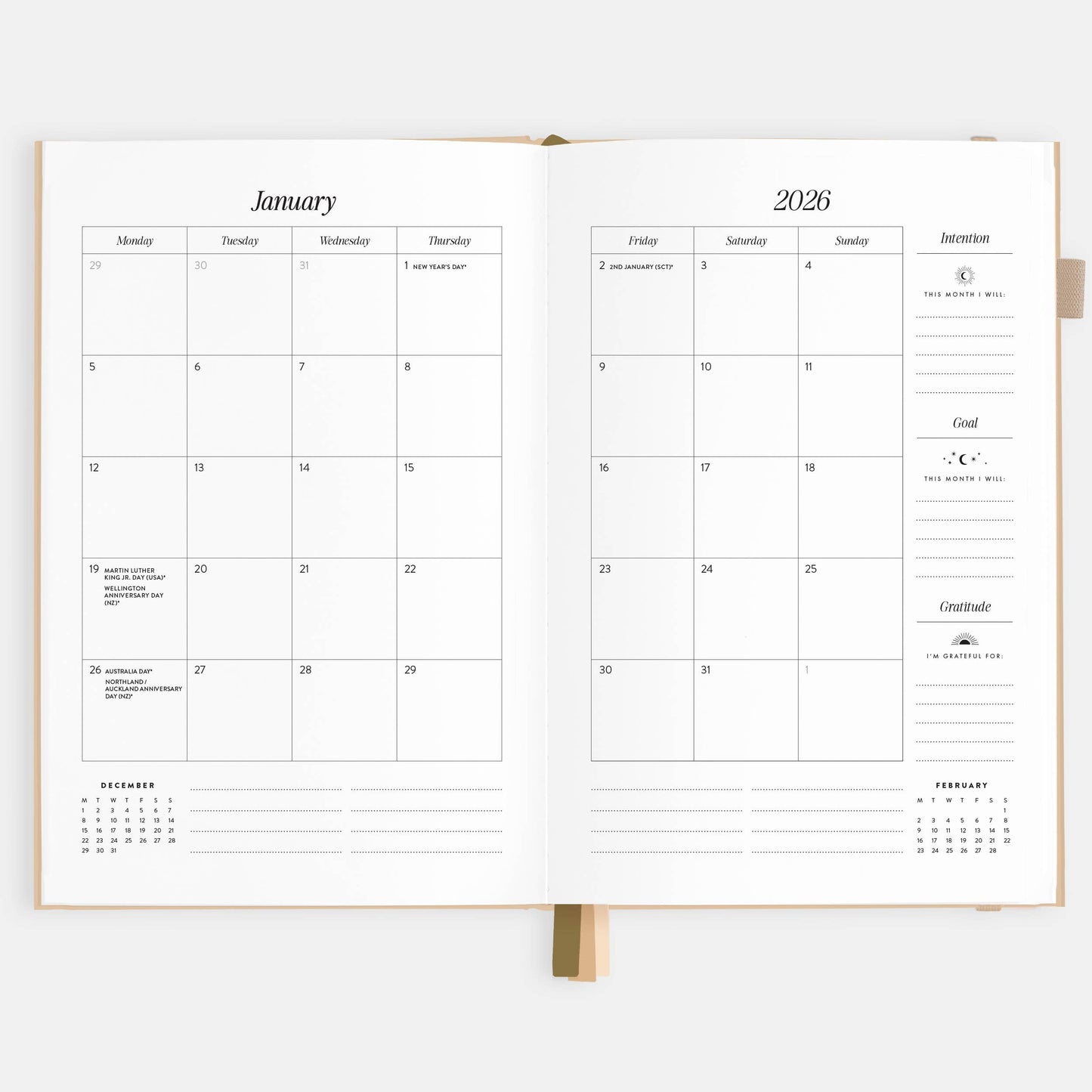 Fox & Fallow - 2026 Taupe A5 Horizontal Planner