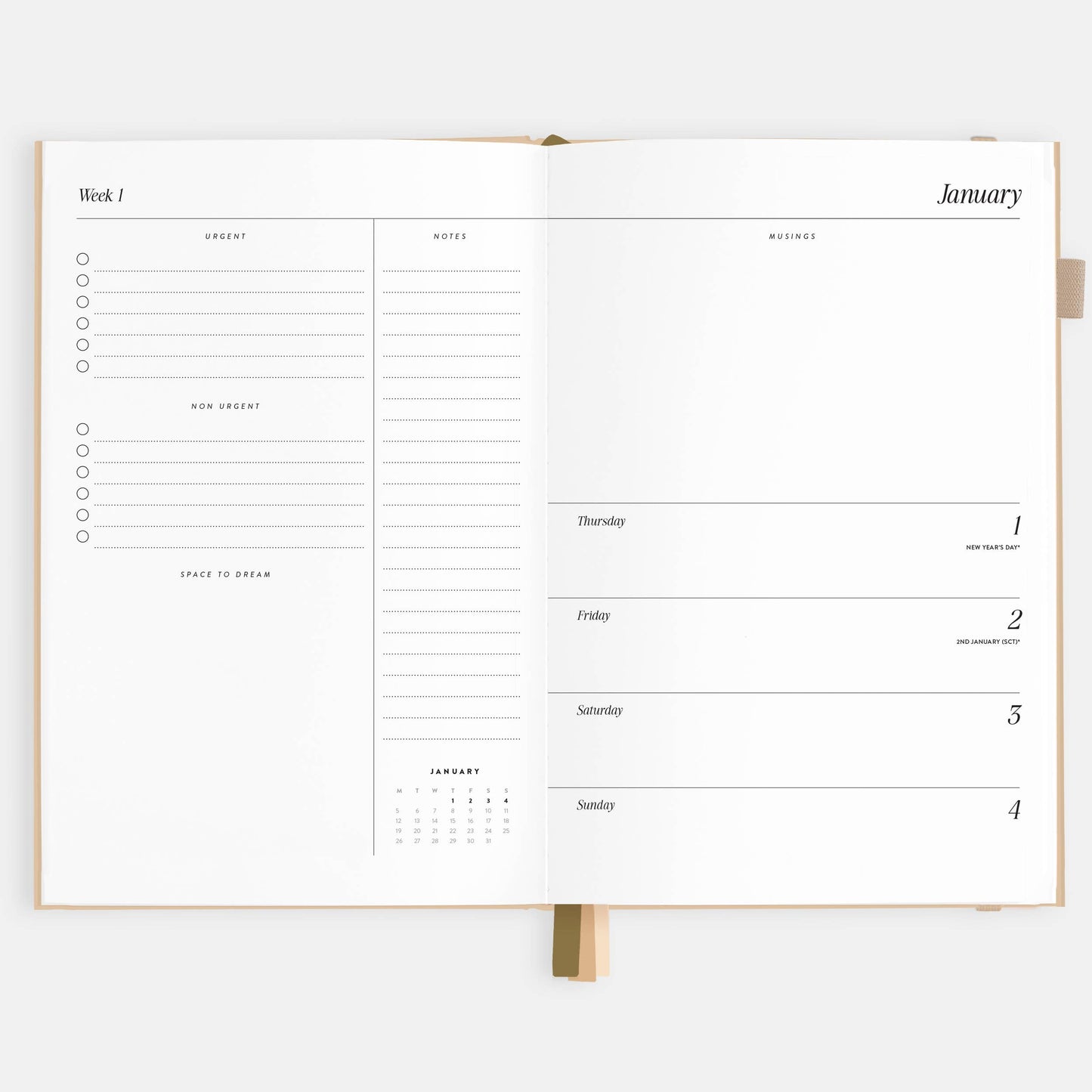 Fox & Fallow - 2026 Taupe A5 Horizontal Planner