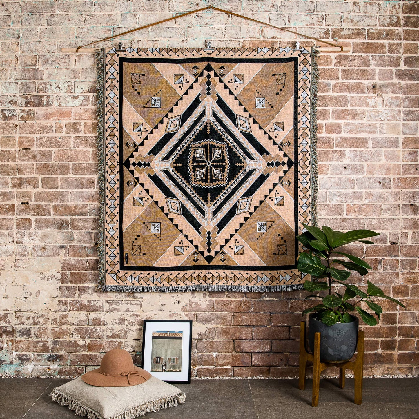 'Nowhere Man' Woven Picnic Rug/Throw: Large 170x200cm | HENDEER