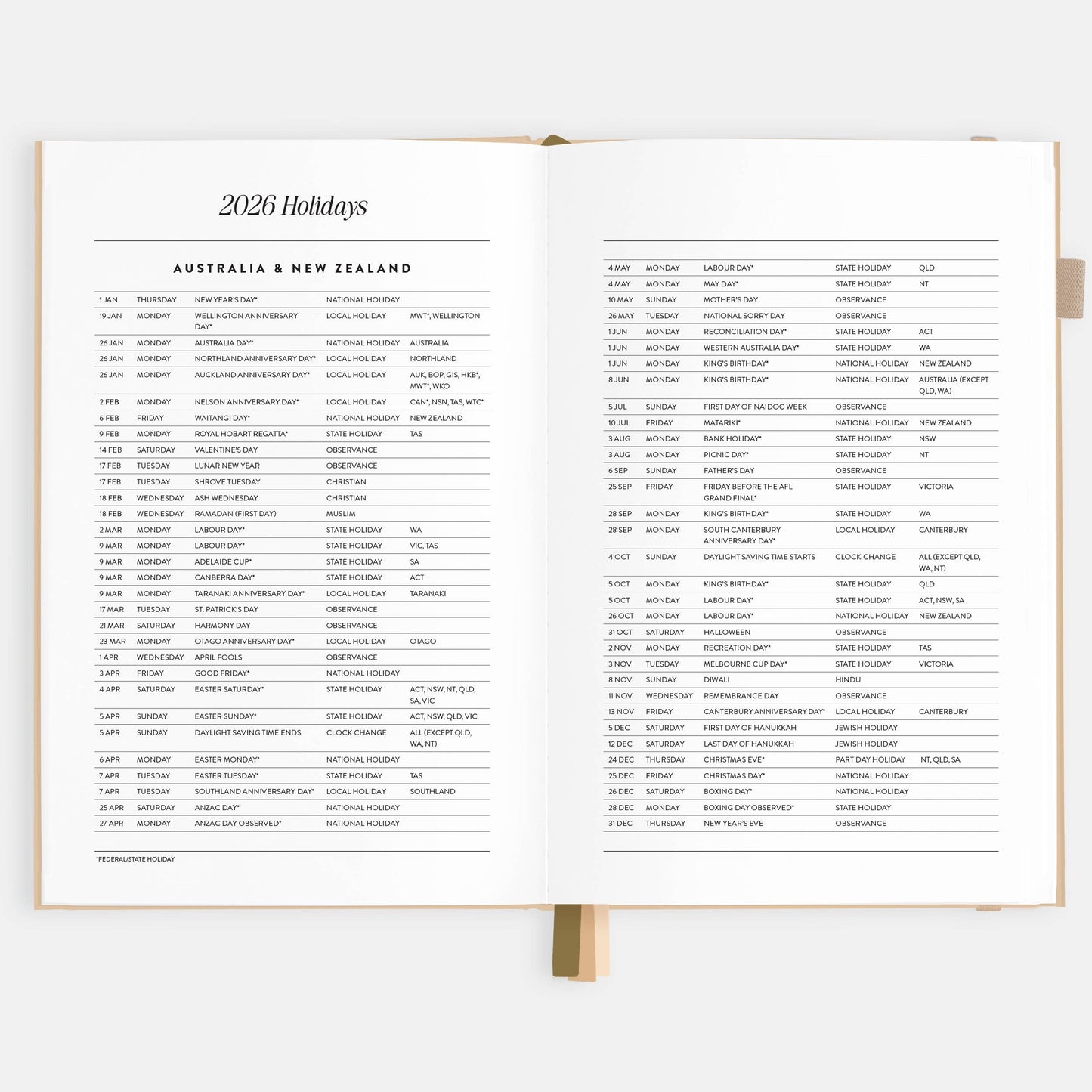 Fox & Fallow - 2026 Taupe A5 Horizontal Planner