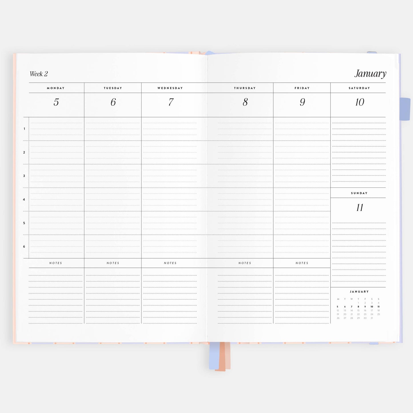 Fox & Fallow - 2026 Powder Stripe A5 Academic Vertical Planner