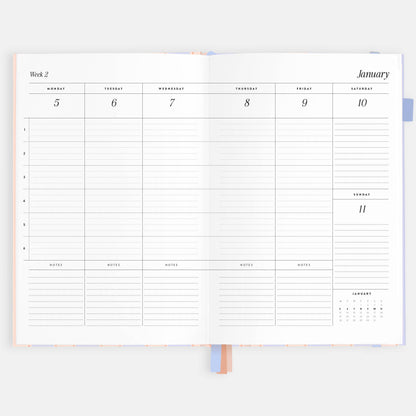 Fox & Fallow - 2026 Powder Stripe A5 Academic Vertical Planner