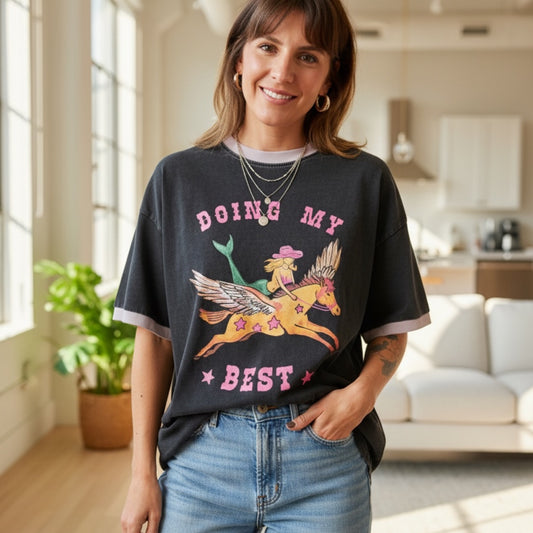 Jersey oversized T-Shirt Doing My Best Black