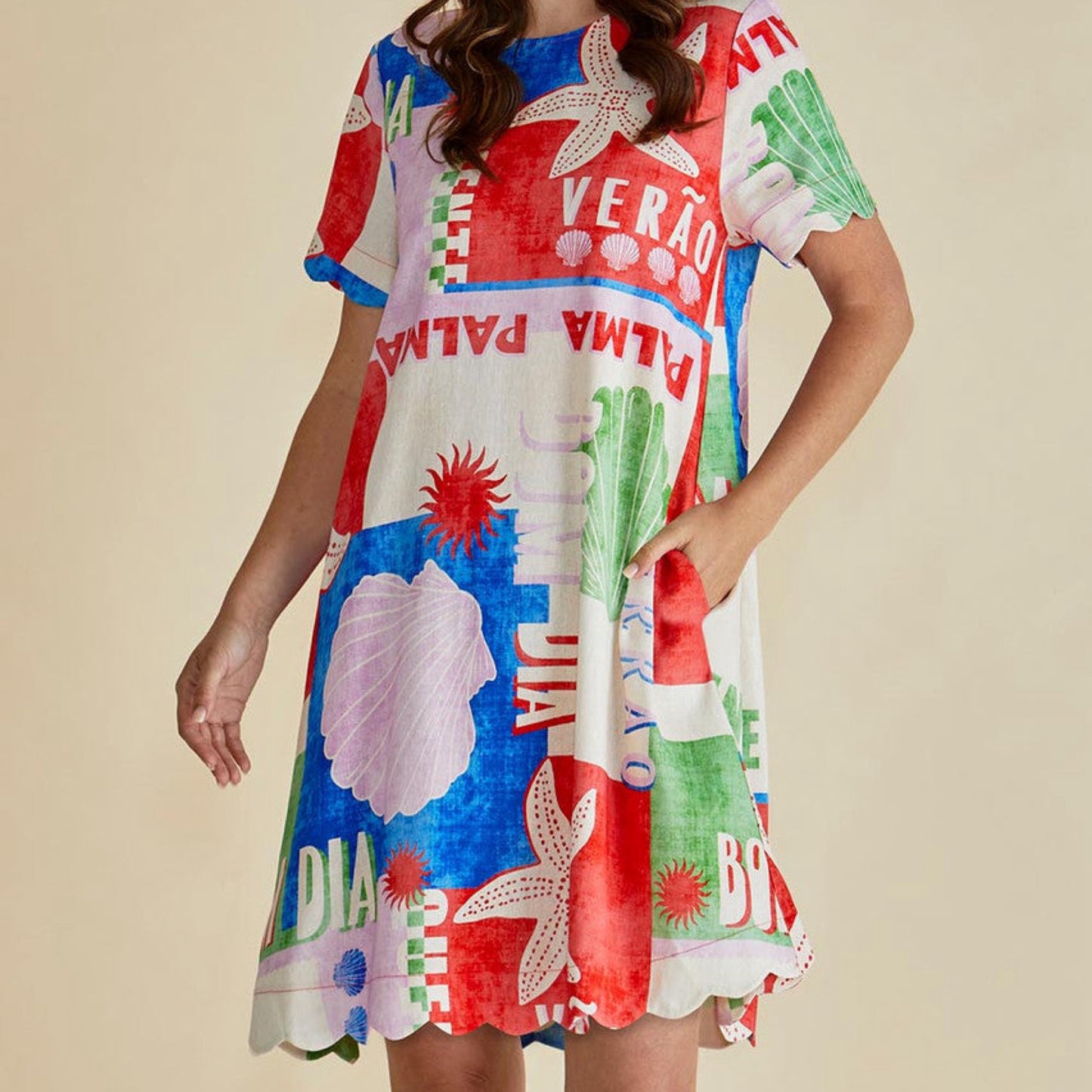 Dawn Shift Dress - Seashell Print