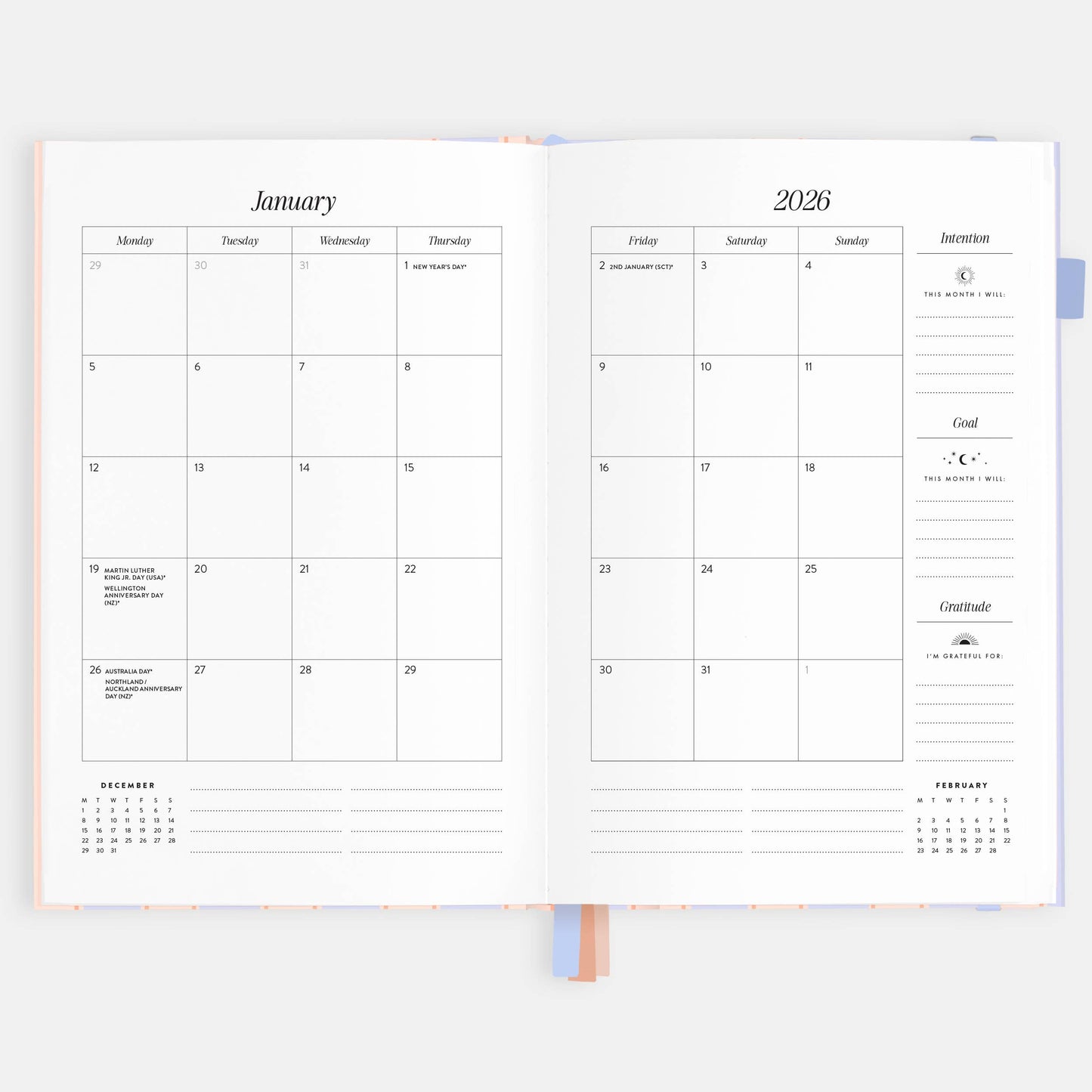Fox & Fallow - 2026 Powder Stripe A5 Academic Vertical Planner