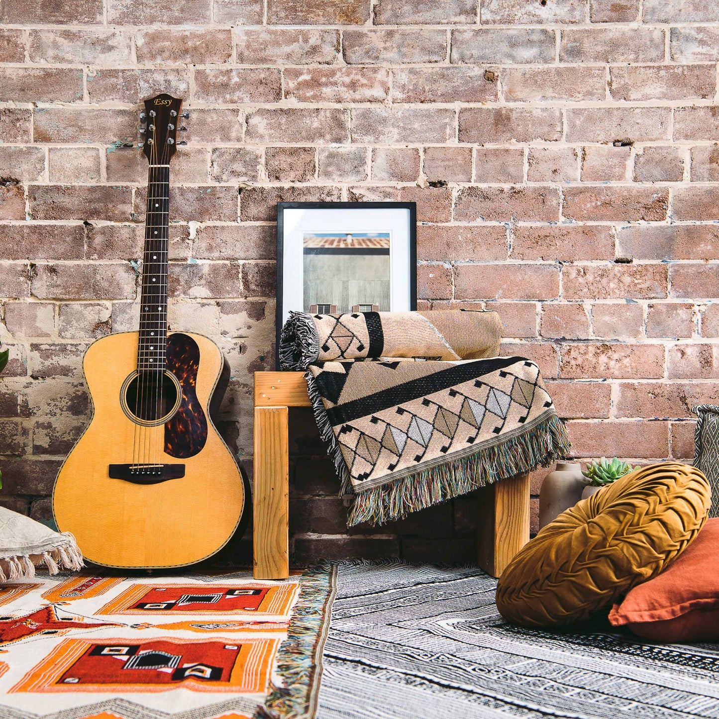 'Nowhere Man' Woven Picnic Rug/Throw: Large 170x200cm | HENDEER