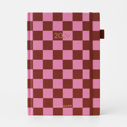 Fox & Fallow - 2026 Cherry Check A5 Horizontal Planner