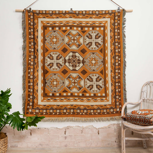 HENDEER - 'Child of Nature' Woven Picnic Rug/Throw: Regular 130x160cm