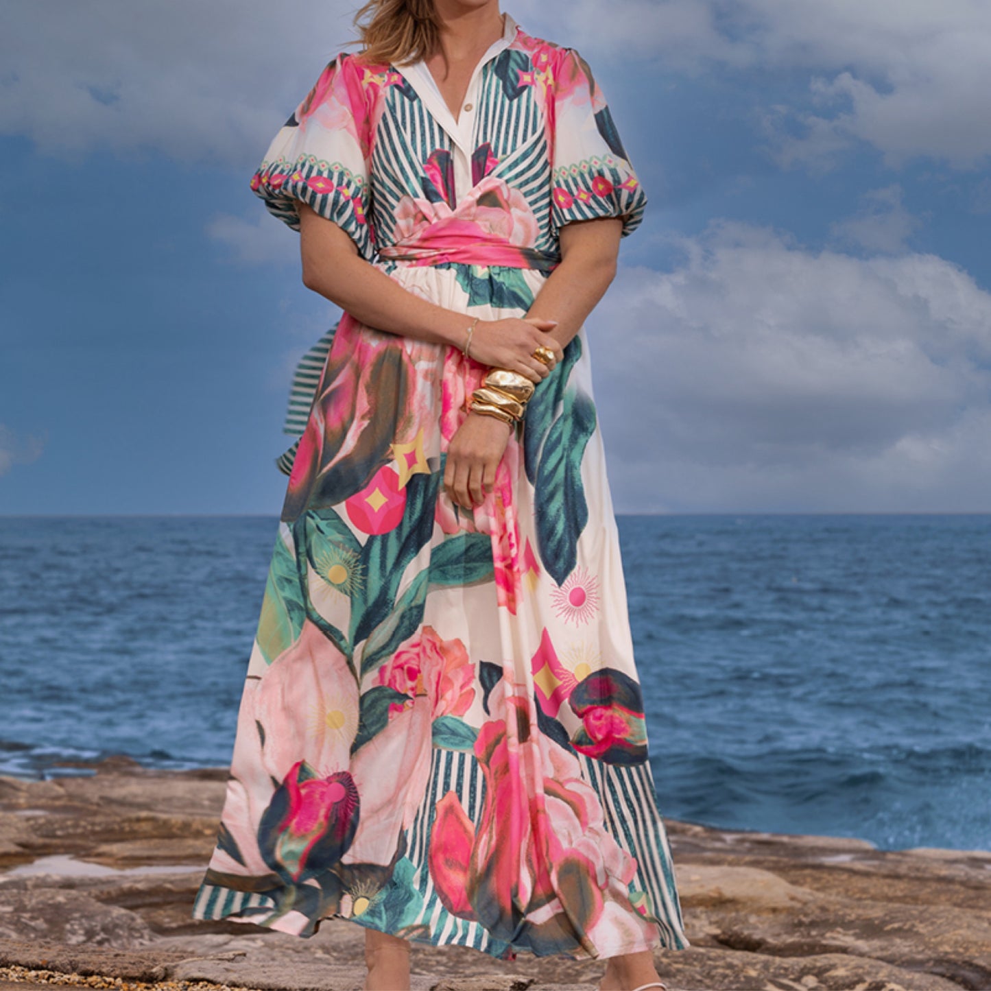 Wrap Twist Maxi Dress - Marisol Pink