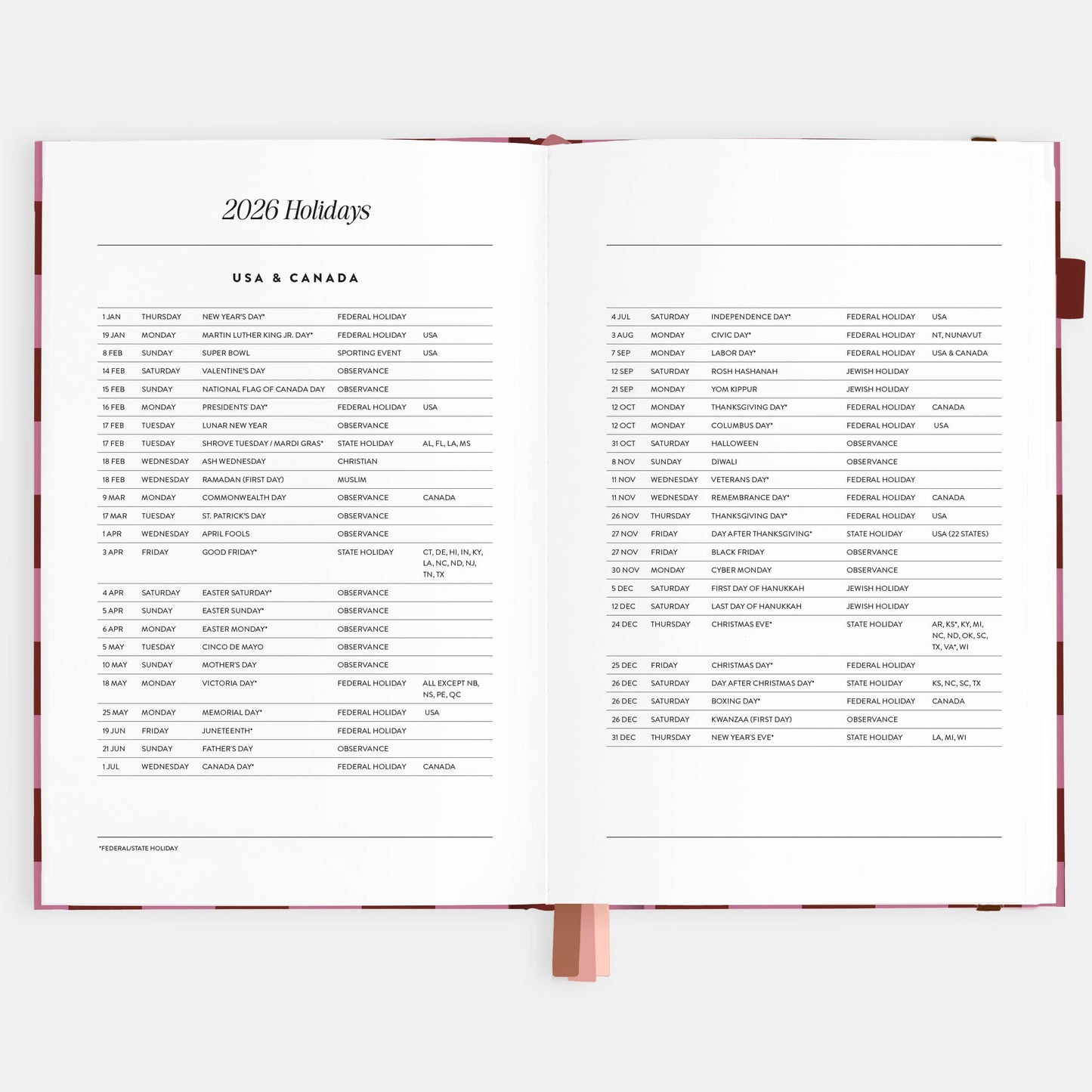 Fox & Fallow - 2026 Cherry Check A5 Horizontal Planner