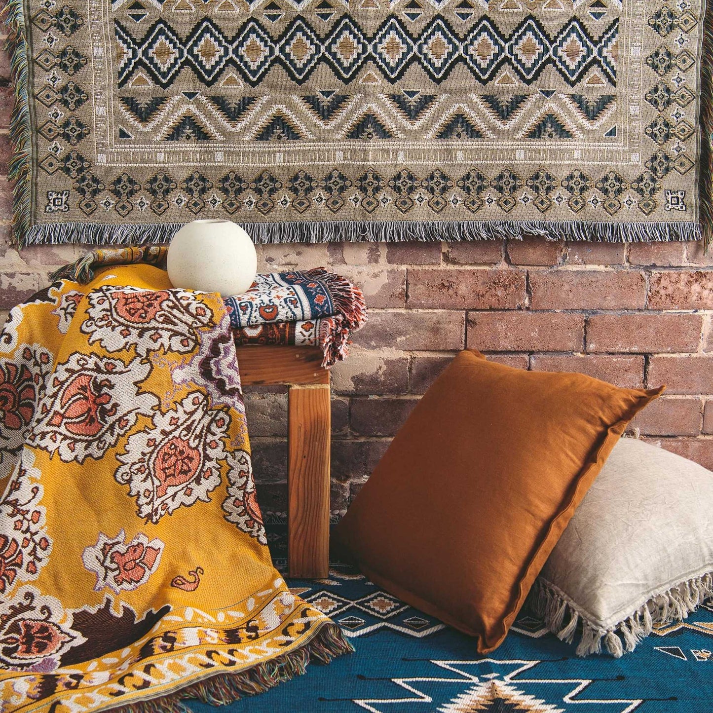 'Hey Jude' Woven Picnic Rug/Throw: Regular 130x160cm | HENDEER