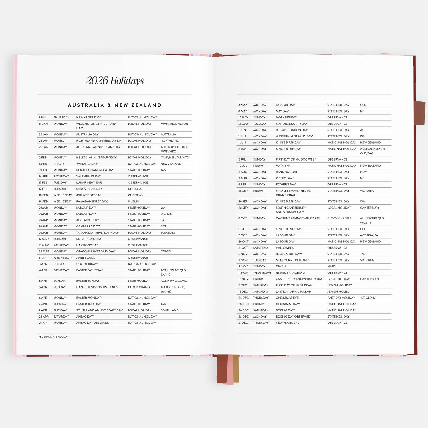 Fox & Fallow - 2026 Burgundy Stripe A5 Vertical Planner