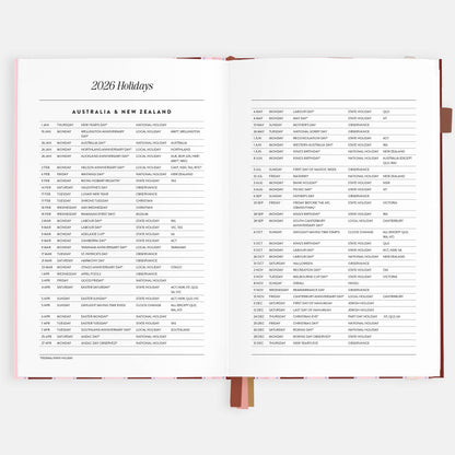 Fox & Fallow - 2026 Burgundy Stripe A5 Vertical Planner