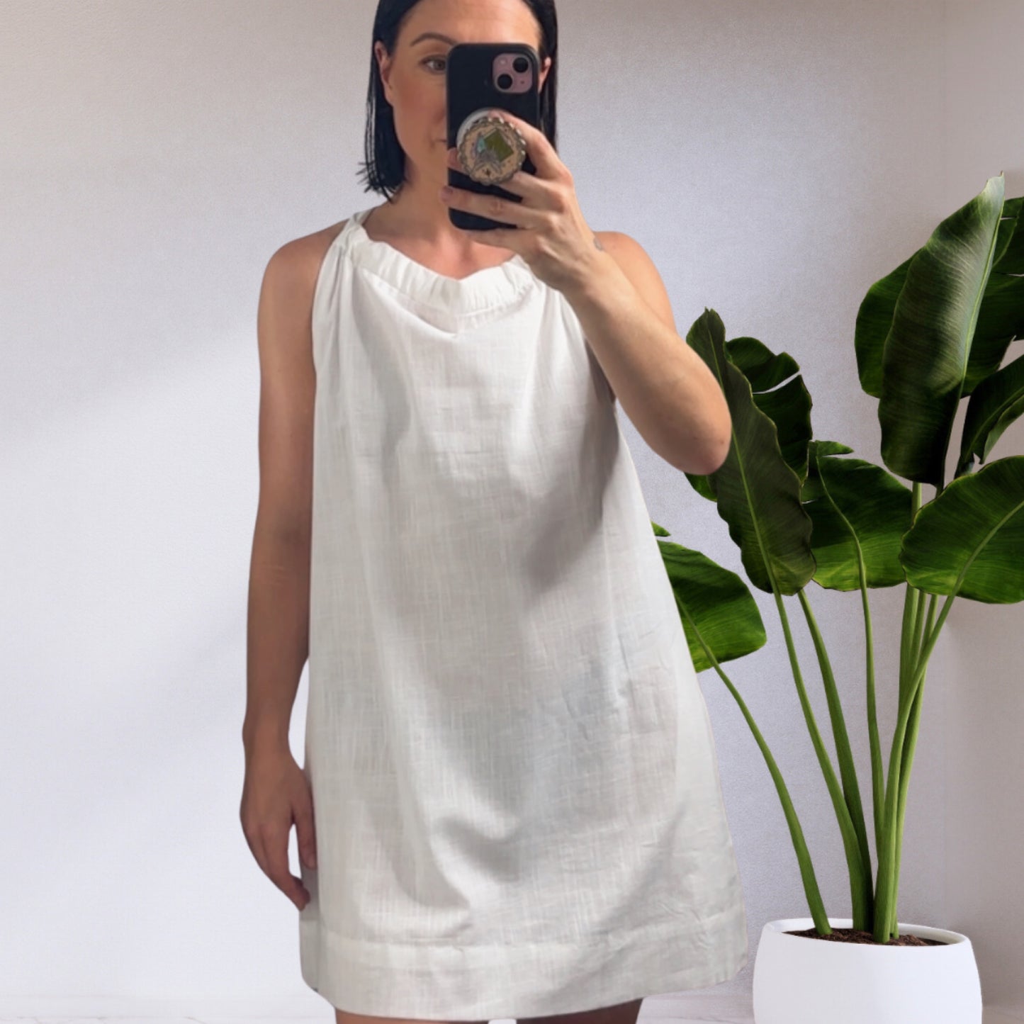 Billy Adjustable Halter Neck Mini Dress - White | By Frankie