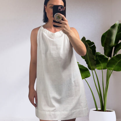 Billy Adjustable Halter Neck Mini Dress - White | By Frankie