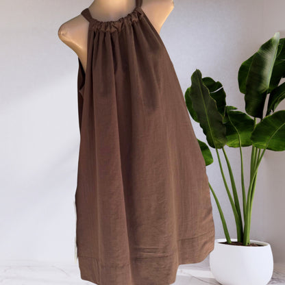 Billy Halter Neck Mini Dress Brown