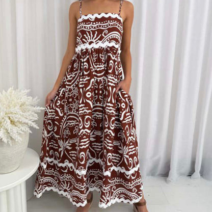 Eden Sleeveless RIC RAC Maxi Dress - Chocolate