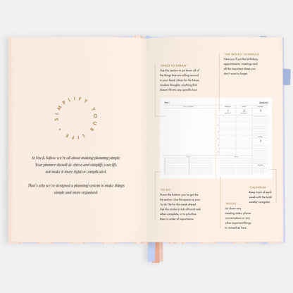 Fox & Fallow - 2026 Powder Stripe A5 Academic Vertical Planner