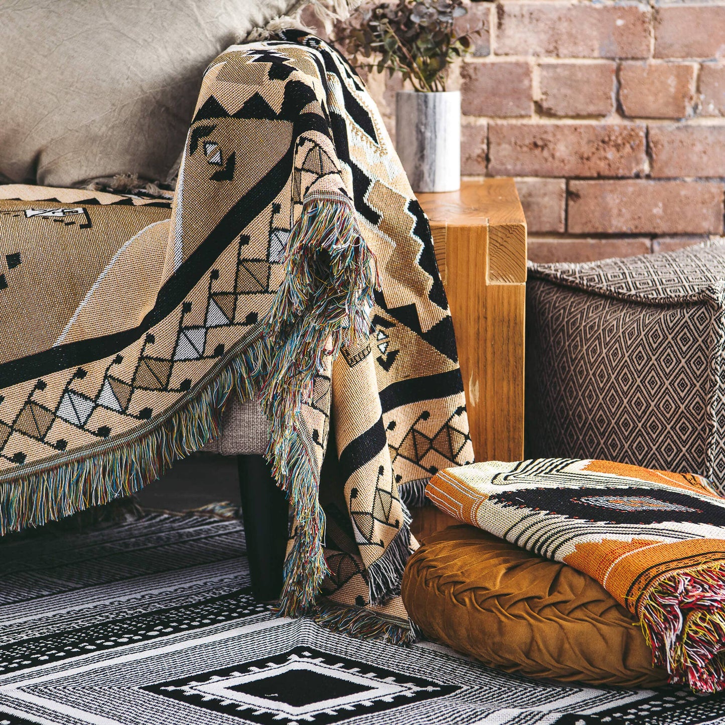 'Nowhere Man' Woven Picnic Rug/Throw: Large 170x200cm | HENDEER