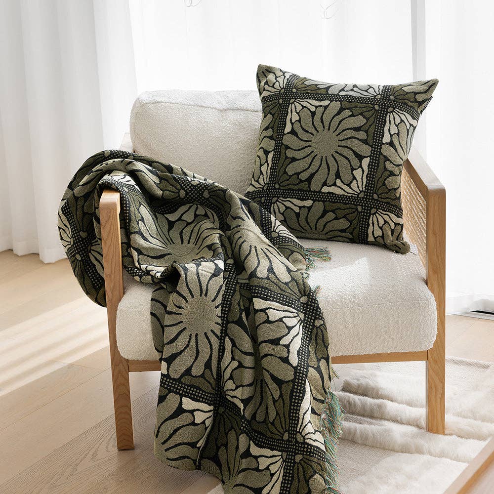 Bambury - Zinnia Throw Blanket - Moss