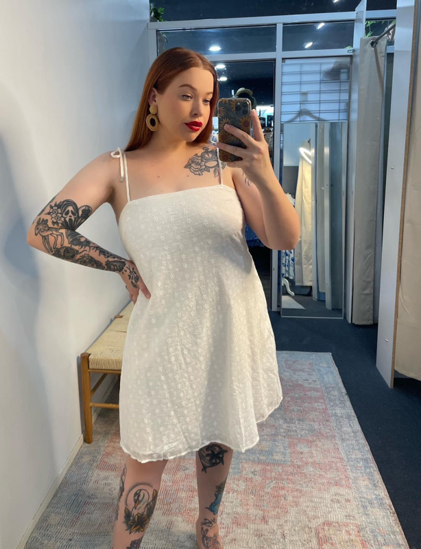 Zara Mini Dress - White Anglaise