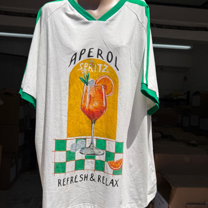 Jersey Oversized Tee T-Shirt - White Aperol Refresh | By Frankie