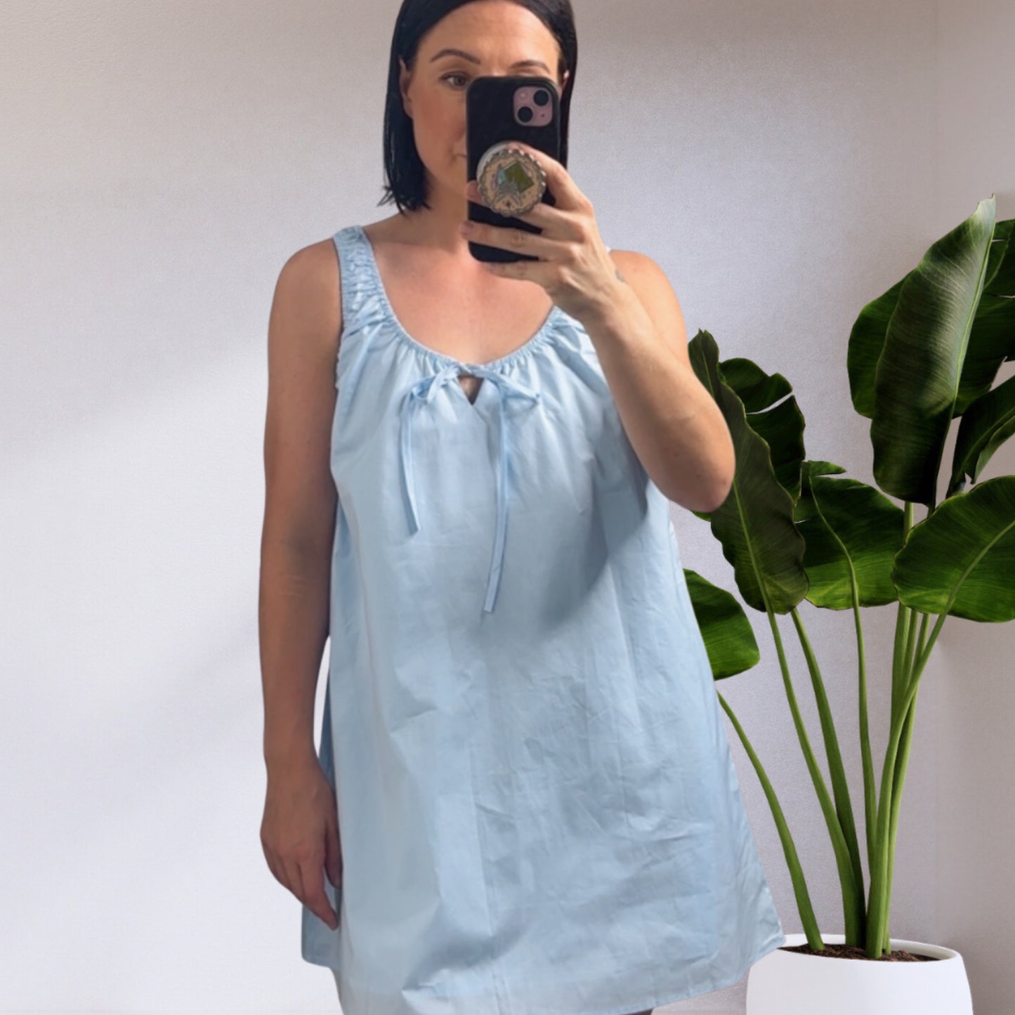 Heather Chest Tie Oversized Mini Dress - Blue | By Frankie