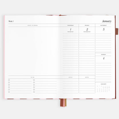 Fox & Fallow - 2026 Burgundy Stripe A5 Vertical Planner