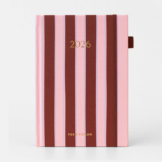 Fox & Fallow - 2026 Burgundy Stripe A5 Vertical Planner