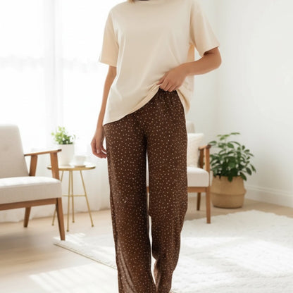Amber Oversized T-Shirt & Sheer Pants Set - Brown Spot | By Frankie