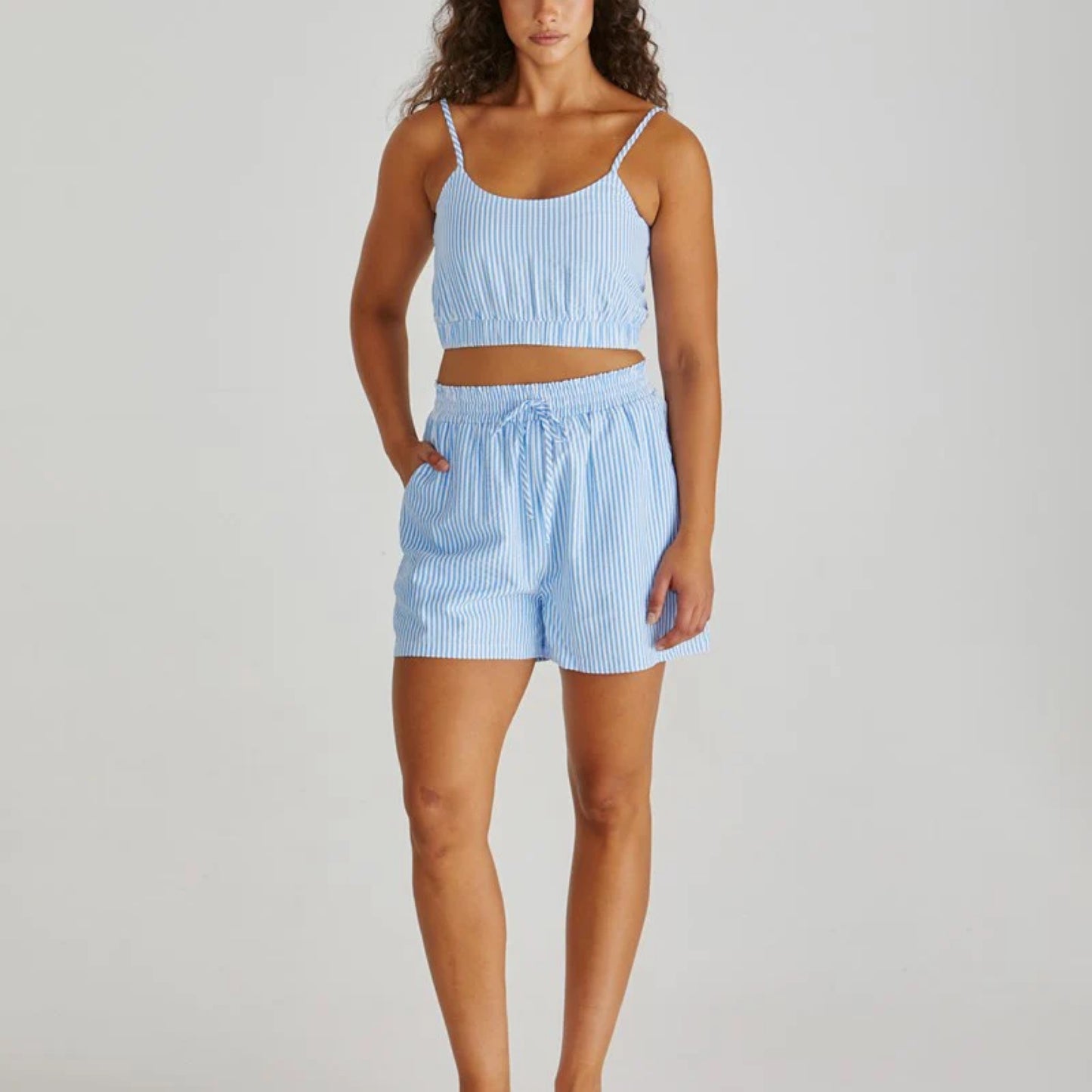 Alani Short - Blue White Stripe
