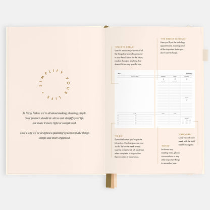 2026 Creme A5 Vertical Planner | Fox & Fallow