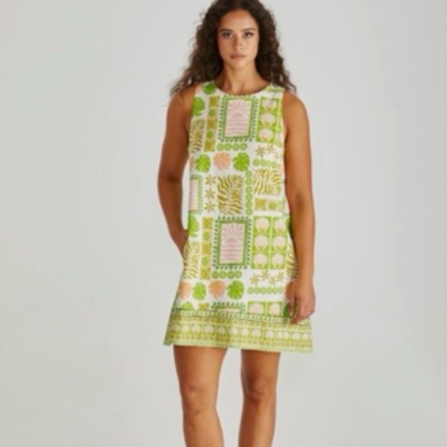 Emmett Tie Back Shift Dress - Green Shell