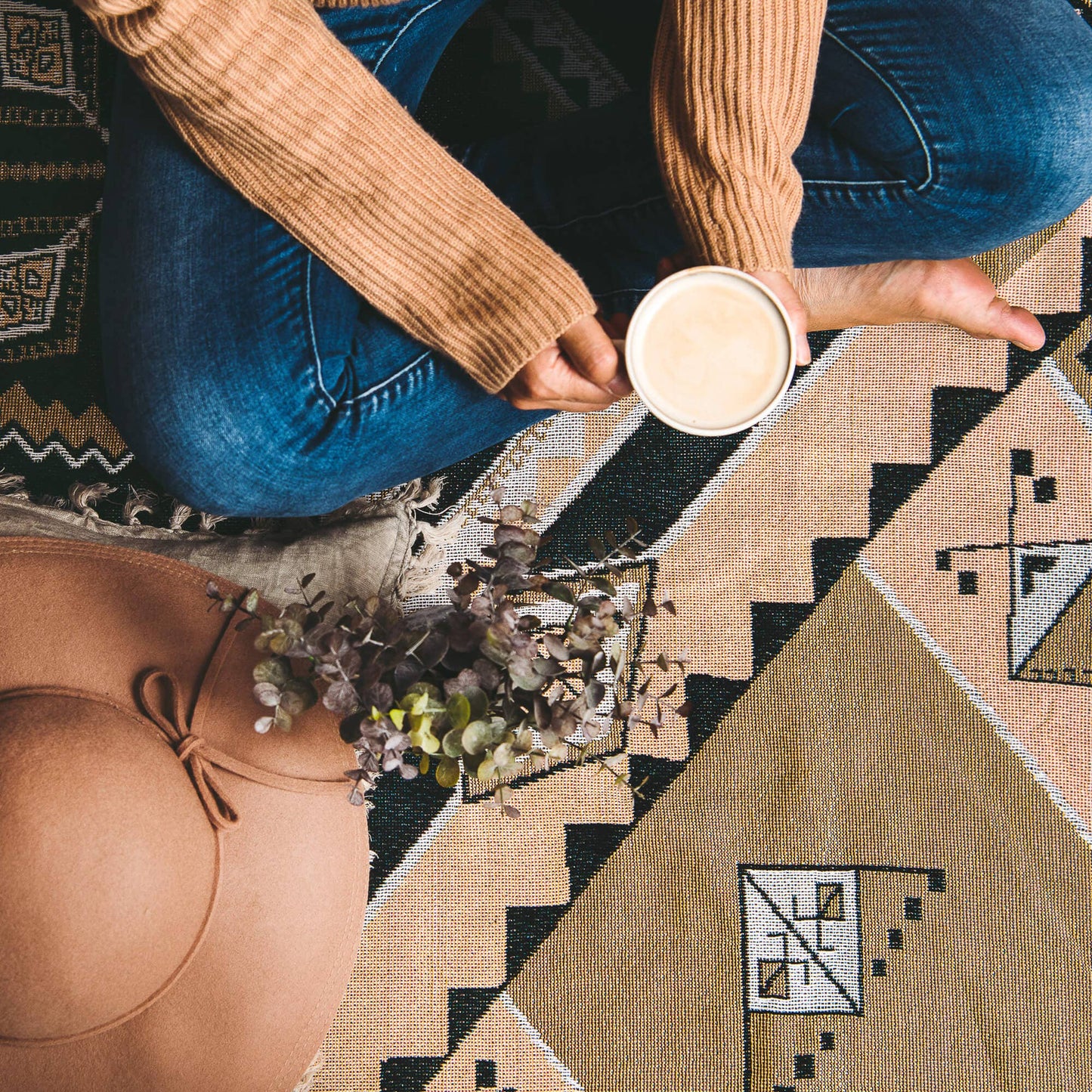 'Nowhere Man' Woven Picnic Rug/Throw: Large 170x200cm | HENDEER