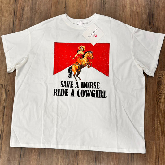 Frankie Oversized Tee T-Shirt - Save a horse ride a cowboy