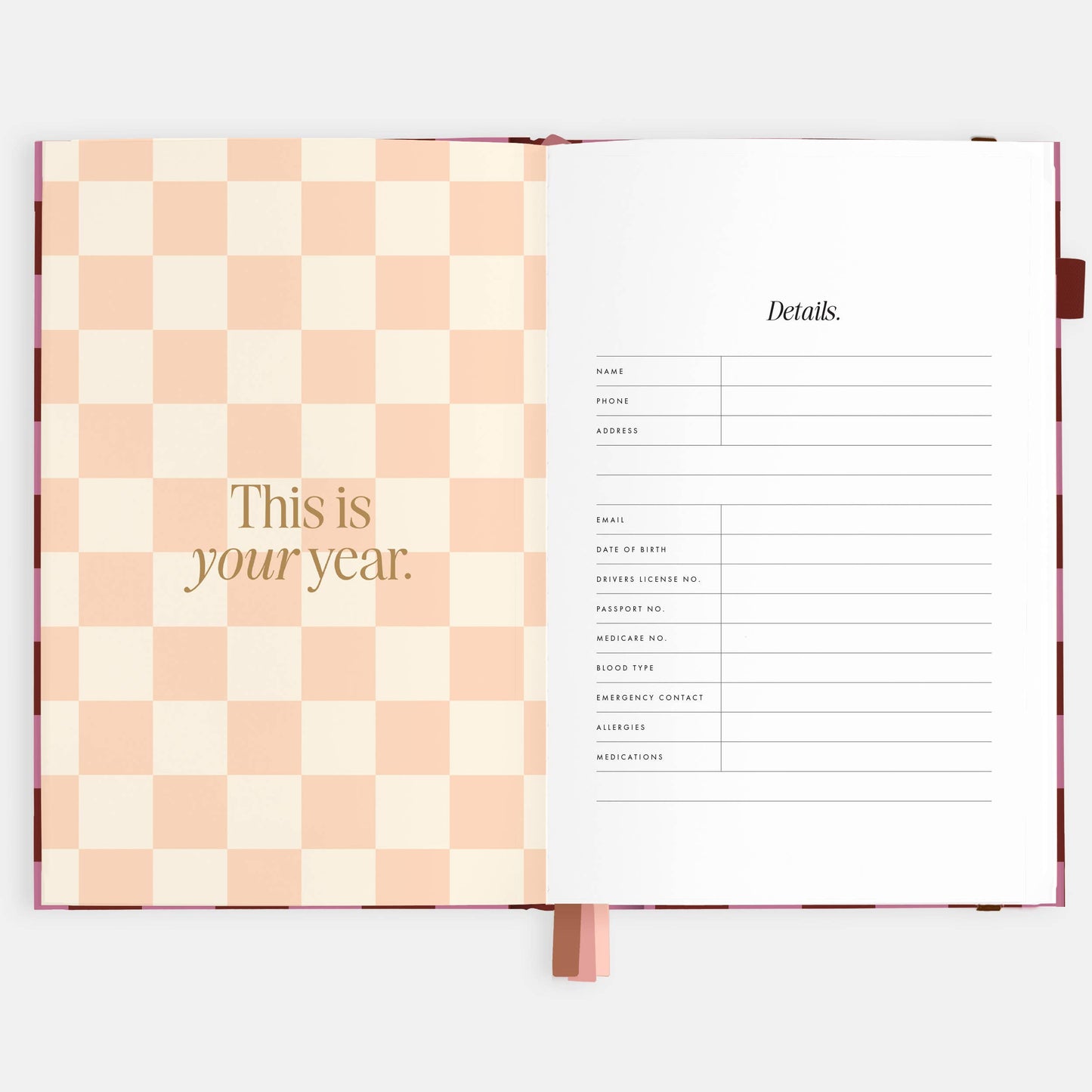 Fox & Fallow - 2026 Cherry Check A5 Horizontal Planner