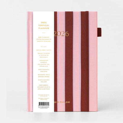 Fox & Fallow - 2026 Burgundy Stripe A5 Vertical Planner
