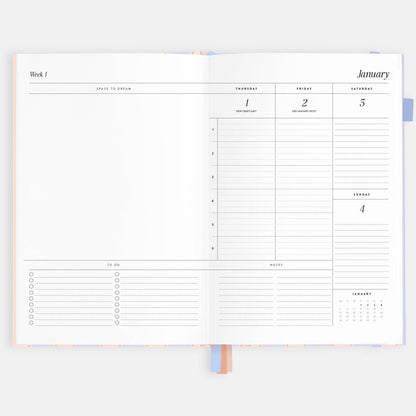 Fox & Fallow - 2026 Powder Stripe A5 Academic Vertical Planner