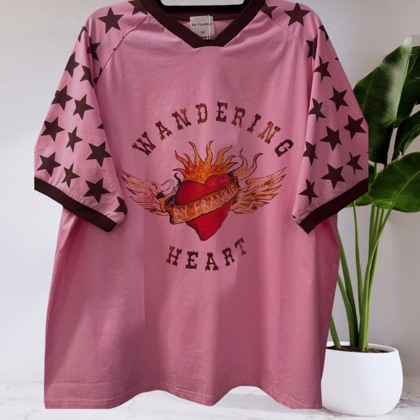 Jersey Oversized T-Shirt - Pink Wandering Hearts