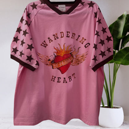 Jersey Oversized T-Shirt - Pink Wandering Hearts