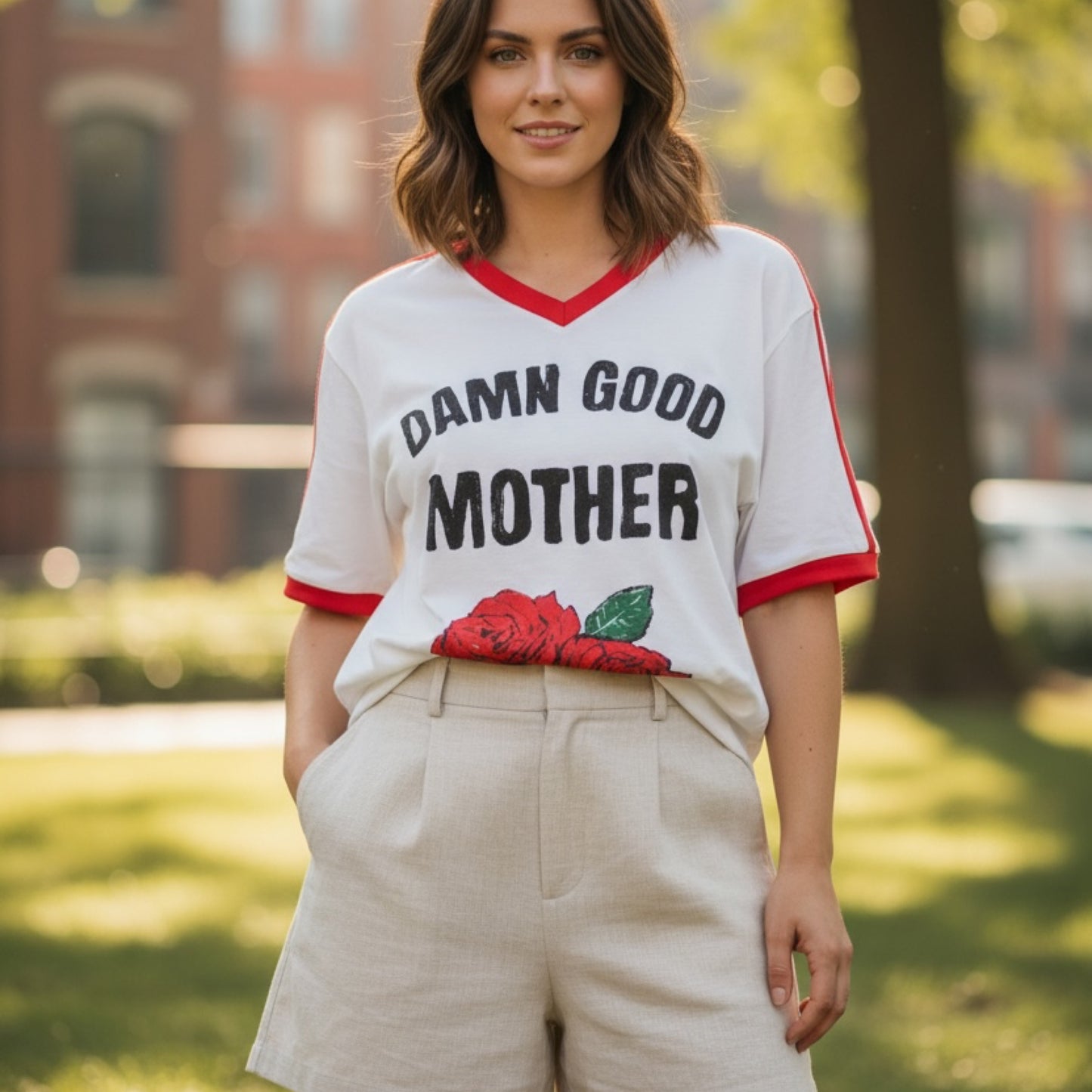 Jersey Oversized Tee Shirt - Damn Good Mother White | By Frankie