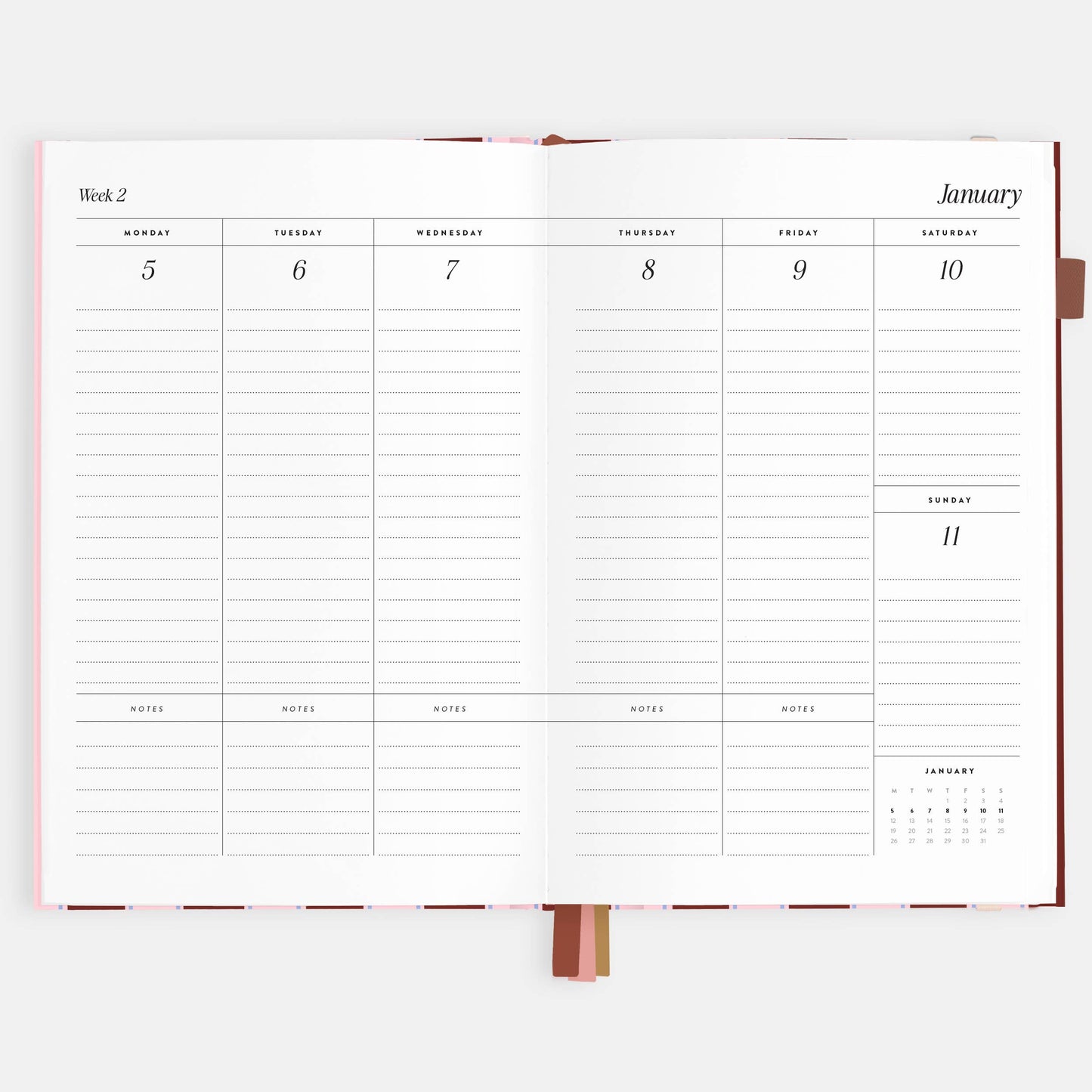 Fox & Fallow - 2026 Burgundy Stripe A5 Vertical Planner