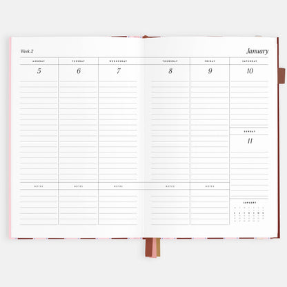 Fox & Fallow - 2026 Burgundy Stripe A5 Vertical Planner
