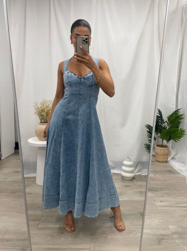 Jane Denim Maxi Dress - Light Denim