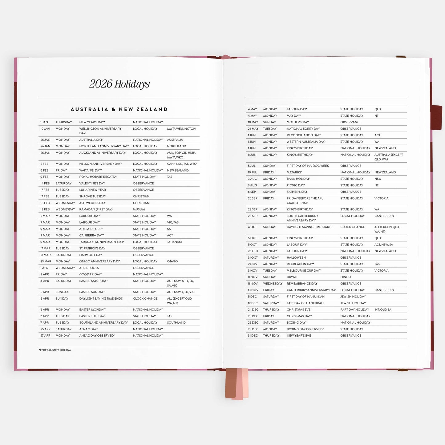 Fox & Fallow - 2026 Cherry Check A5 Horizontal Planner