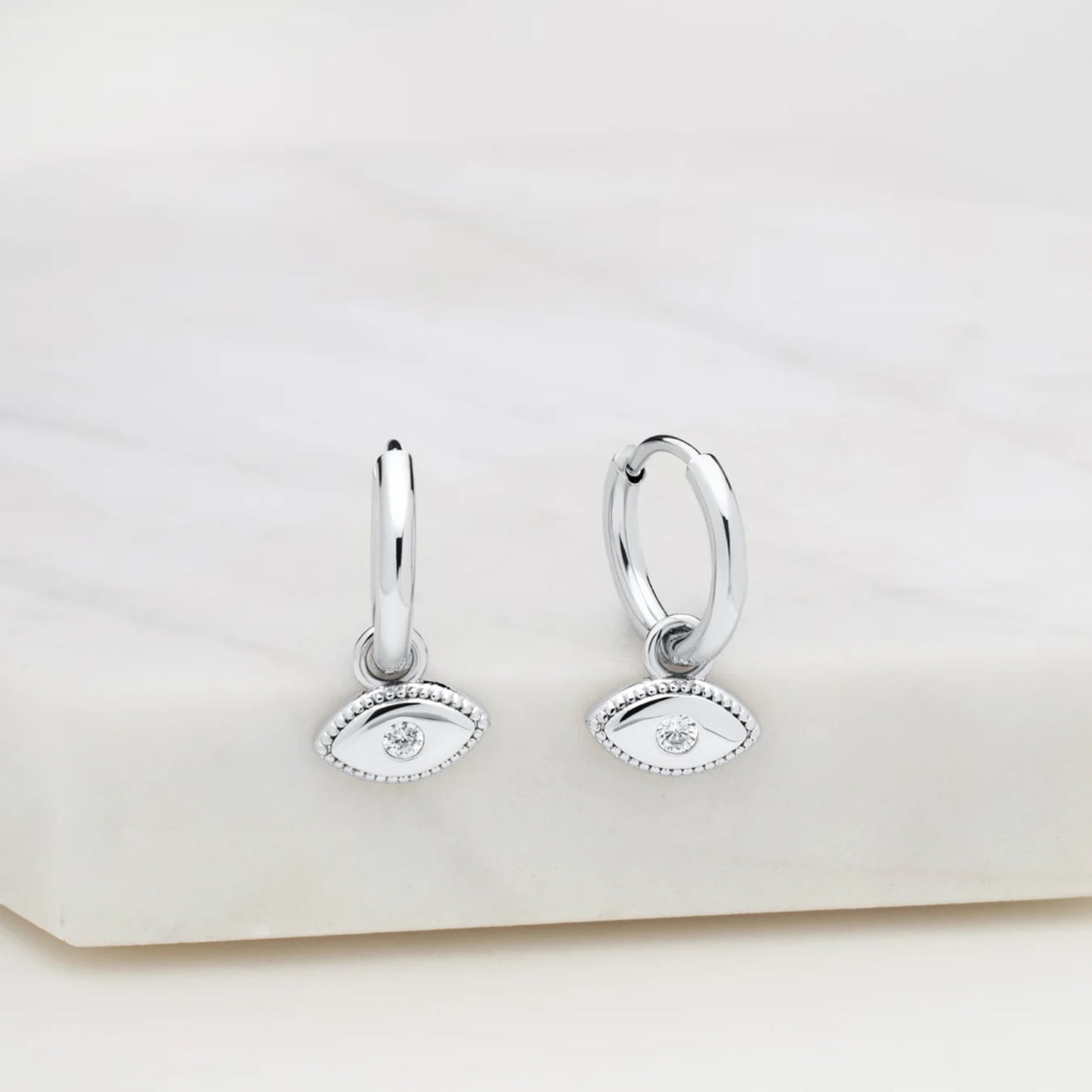 Evil Eye huggie hoop Earring - Silver