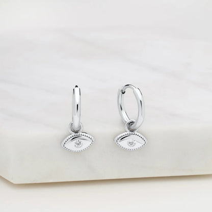Evil Eye huggie hoop Earring - Silver