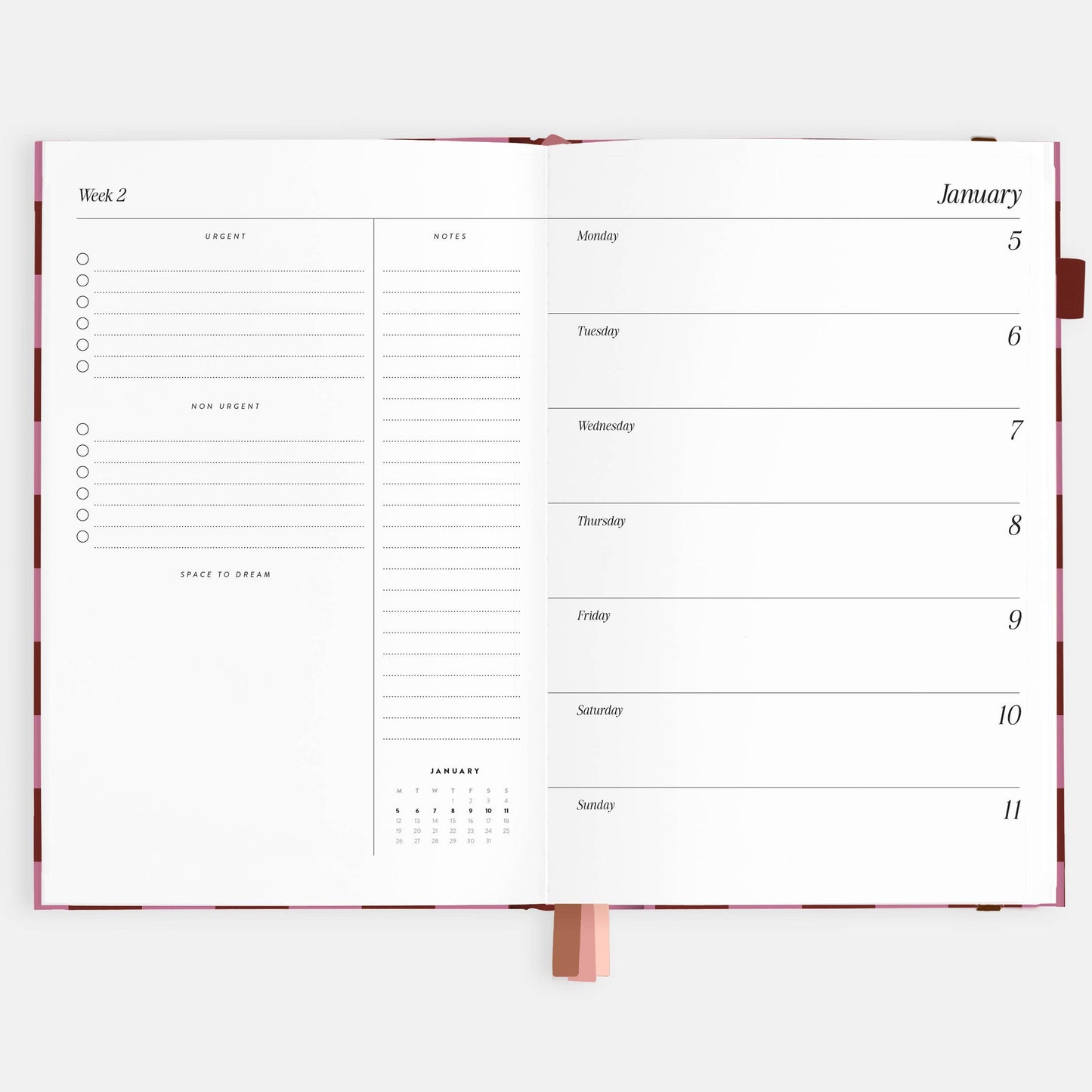 Fox & Fallow - 2026 Cherry Check A5 Horizontal Planner
