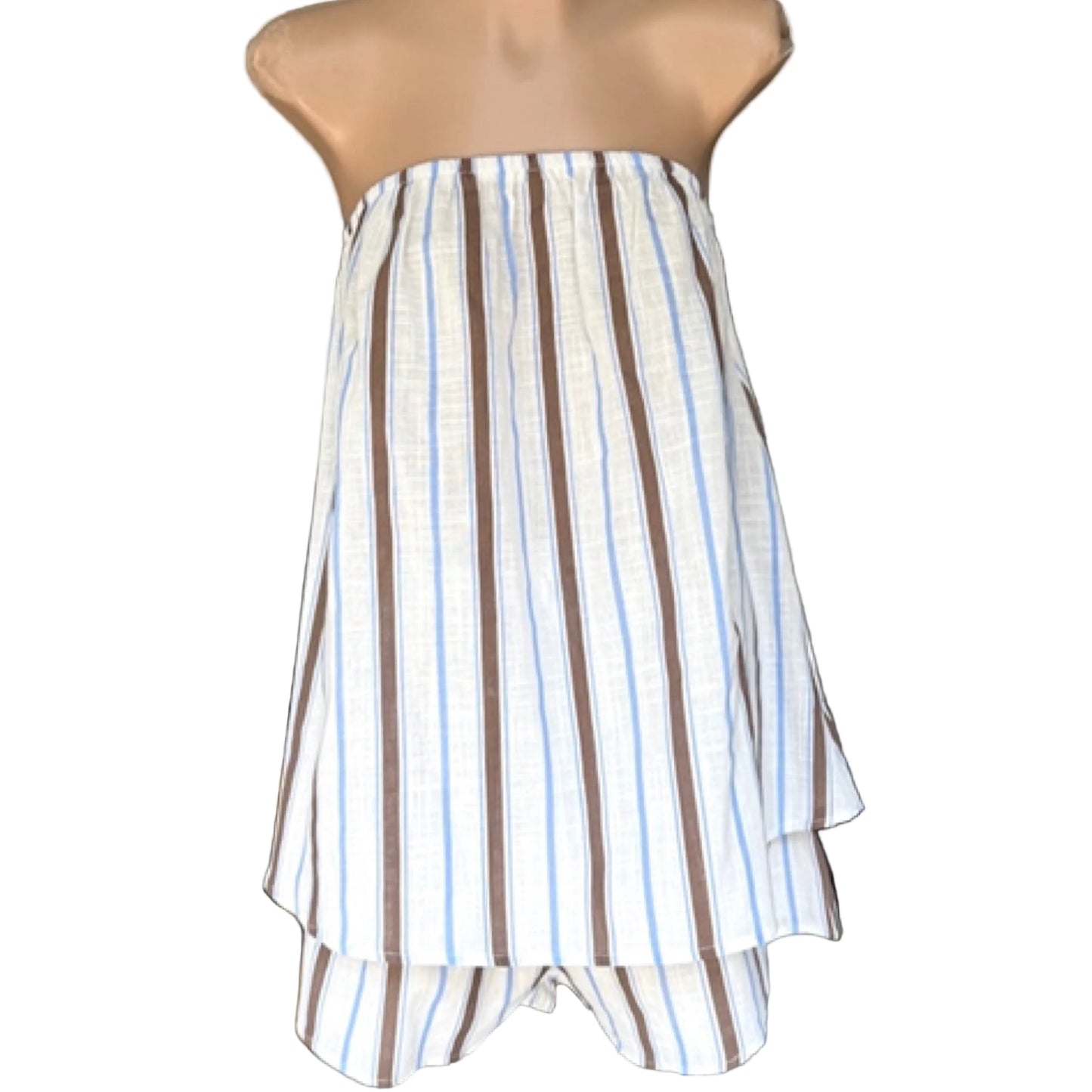 Bella Strapless Tube Top & Matching Pants Set - Choc/Blue Stripe | By Frankie